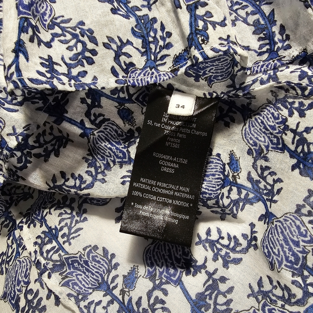 🇨🇵 Isabel Marant Etoile White & Blue Godrana Mini Dress - Picture 13 of 16